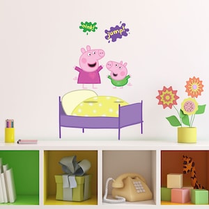 Peppa Pig and George Pig on the bed wall sticker, Peppa Pig wall decal
