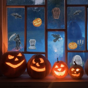 Scary Halloween window sticker pack, Halloween window stickers, Halloween decoration, Halloween window decal