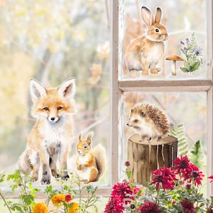 Stickers fenêtre animaux de la forêt, Stickers fenêtre forêt, décoration automne, décoration automne, décoration fenêtre automne