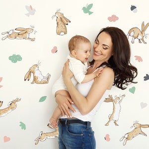Guess How Much I Love You wall sticker, Pastel Hares wall sticker, Hare wall decal, Nursery wall sticker, Nursery wall decor