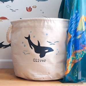 Personalisierter Wal-Aufbewahrungskorb, personalisierter Aufbewahrungskorb, Unterwasser-Raumdekor, Unterwasser-Themenzimmer, Unterwasser-Schlafzimmer-Aufbewahrung