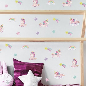 Unicorn and Stars Wall Stickers, Unicorn Wall Stickers, Unicorn Stickers for Walls, Unicorn Themed Bedroom, Unicorn Wall Decor