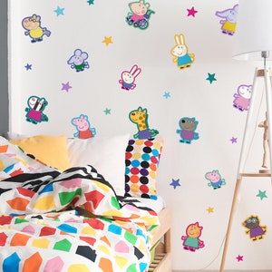 Peppa Pig and Friends wall sticker pack, Peppa Pig wall decals, Peppa wall stickers, Peppa wall decor, Peppa themed bedroom