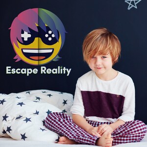 Emoji Escape Reality wall sticker, Gaming wall decal, Gaming wall sticker, emoji wall decal, emoji wall sticker