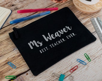 Personalised Best Teacher Ever pencil case, Personalised teacher gift