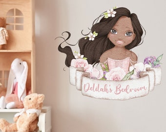 Personalisierte Prinzessin Wandaufkleber, Fee Prinzessin Wandaufkleber, Prinzessin Wandaufkleber, Benutzerdefinierte Prinzessin Wanddekor, Prinzessin Schlafzimmer