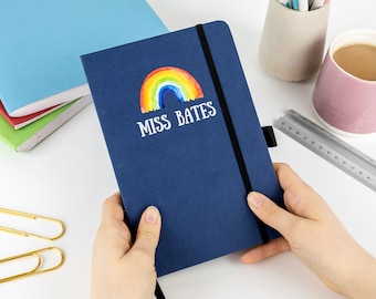 Personalised Notebook, Rainbow Notebook, Personalised Teacher Gift, Personalisable Notebook, A5 Lined Paged Notebook