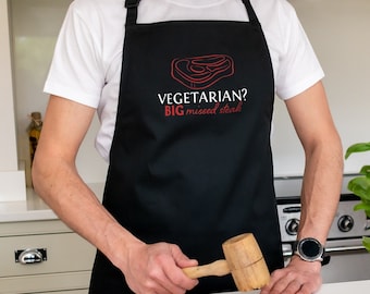 Missed Steak Apron, BBQ Dad apron, BBQ Gift for Men, Father's day gift, Fathers day gifts, BBQ apron, Barbecue accessories gift