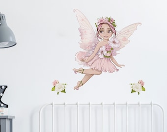 Fairy wall sticker, Flower Fairy wall decal, Fairy wall stickers, Fairy wall decal, Fairy nursery decor