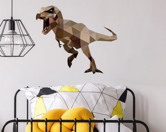 Geometric T-Rex Dinosaur Wall Sticker, Dinosaur Wall Decals, Dinosaur Stickers for Walls, Dinosaur Themed Room, Dinosaur Wall Sticker