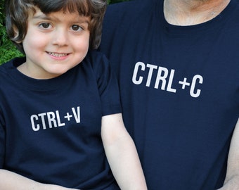 CTRL + C, CTRL + V che abbinano le magliette di papà e bambini, t-shirt papà, regalo di compleanno maschile, maglietta del giorno del papà, t shirt da papà abbinata