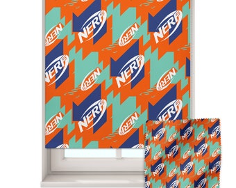 Orange and Blue Nerf roller blind, Nerf Logo roller blind, Children's roller blind, Made to measure, Blackout Children's roller blind