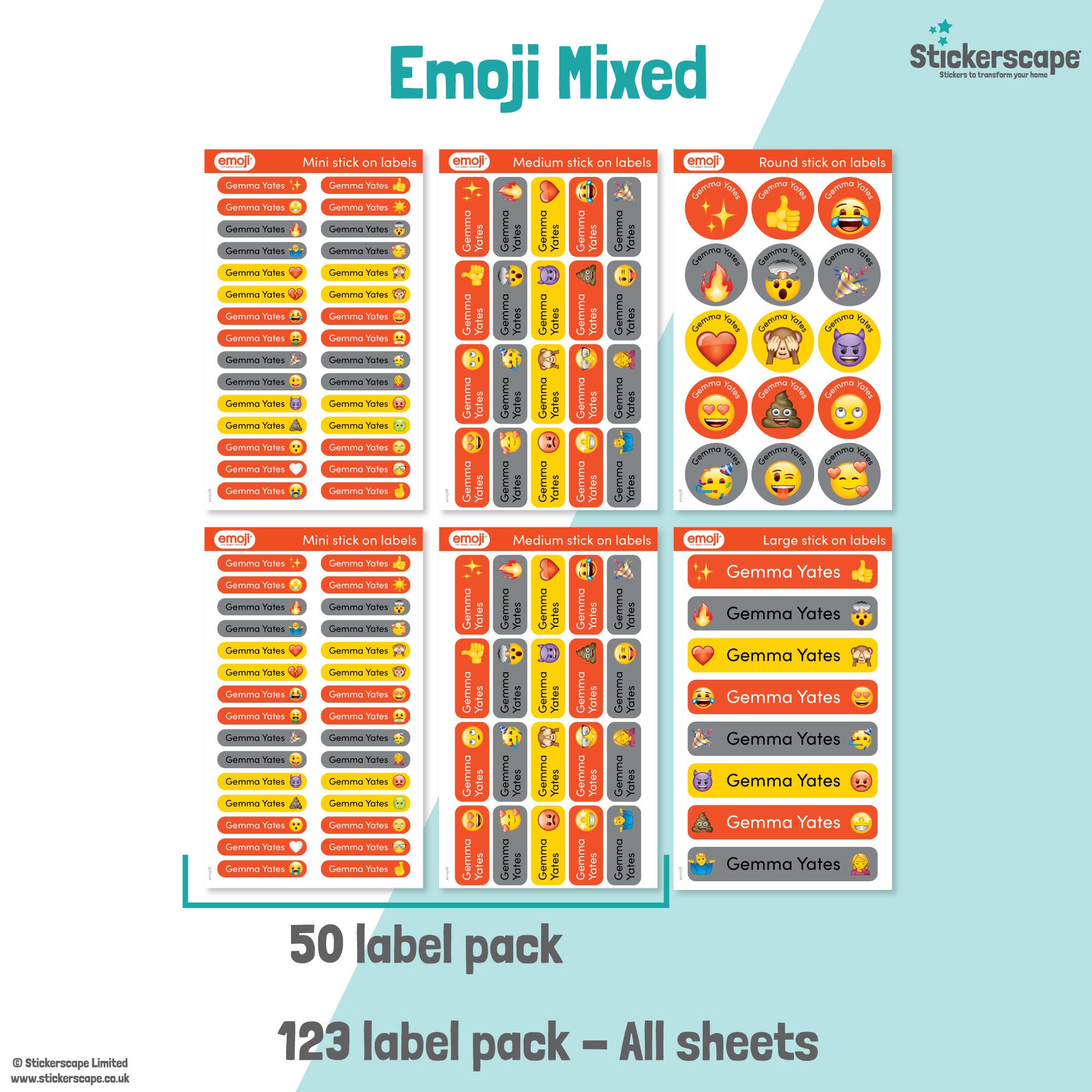 50 or 123 Stick on Name Labels, School Name Stickers, School Name Tags ...
