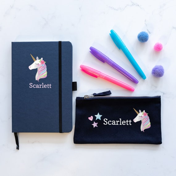 Ensemble cahier et trousse licorne personnalisés, cadeau de rentrée  personnalisé, cadeau de rentrée, cadeau de rentrée -  France