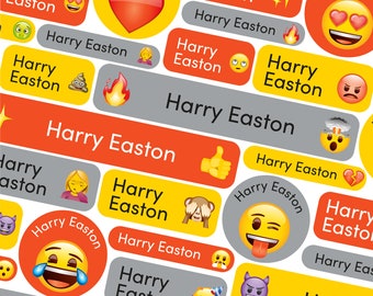 Emoji Name Labels, Emoji Name Stickers, School name tags, School name labels, Kids name labels, Labels for stationary