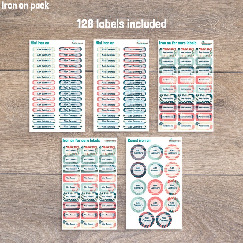 Personalised Tropical Surf Name Labels School Name Tags Etsy