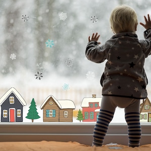 Christmas Village window stickers, Christmas window stickers, Christmas window display, Christmas window decal, Holiday window stickers