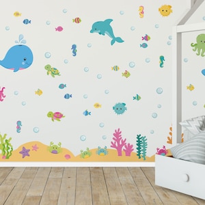 Colourful Underwater Wall Sticker Pack, Underwater Wall Decals, Underwater Stickers for Walls, Underwater Themed Room, Ocean Wall Stickers