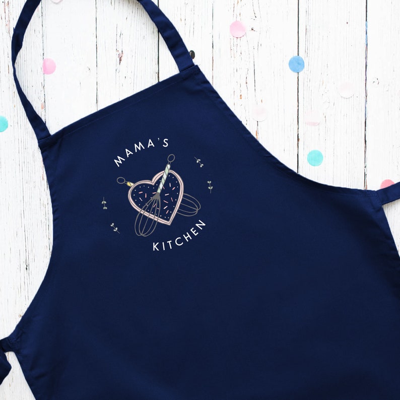 personalised apron, personalised apron kitchen adult design on a navy apron, Perfect mum gift for christmas