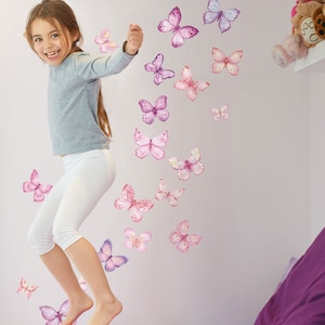 Pink Butterflies Wall Stickers, Butterfly wall stickers, Butterfly wall decal, Butterflies wall decal, Pink and Purple Butterfly art