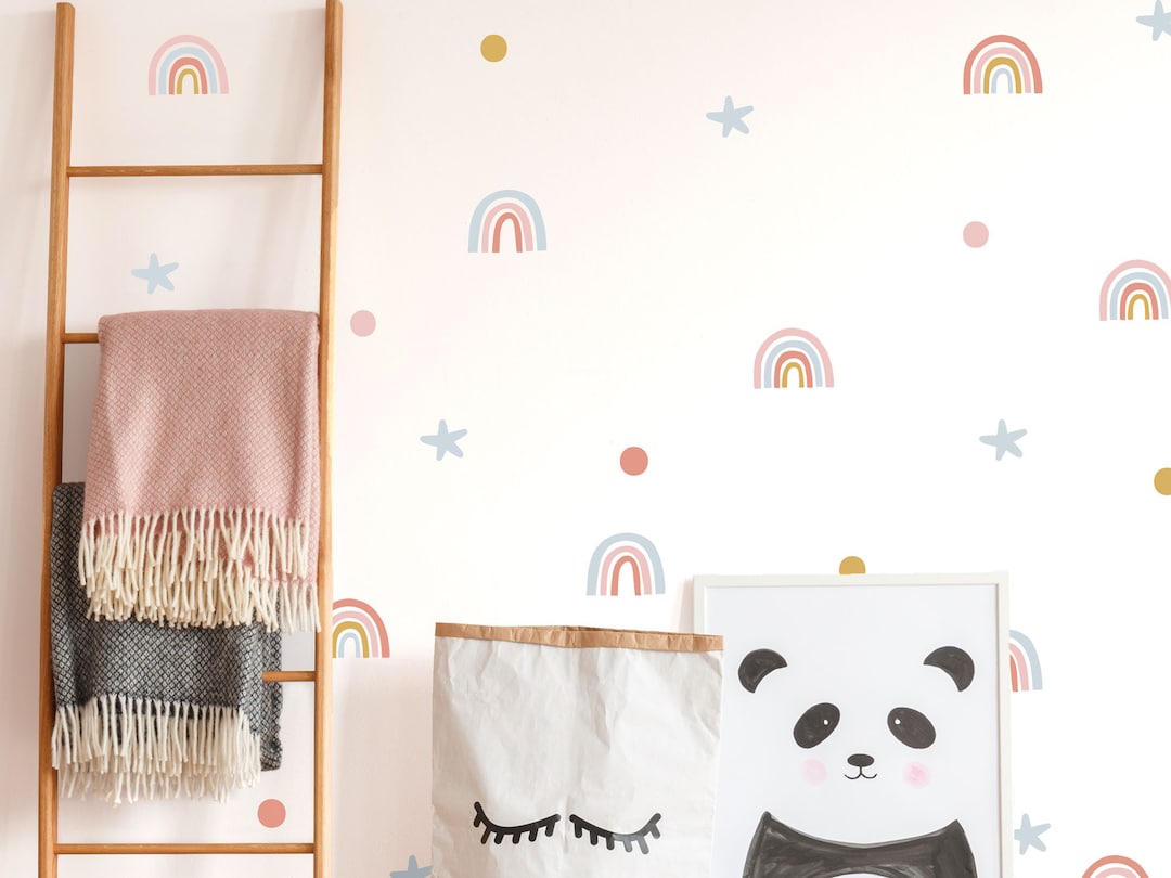 Boho Rainbow Wall Stickers – Rainbow and Stars Wall Decals for Nursery ...