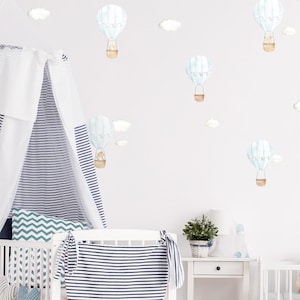 Adesivi murali mongolfiera blu – Adesivi murali per la cameretta dei bambini – Set da 20 o 40