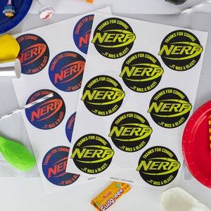 Nerf Party label pack, Nerf Party Stickers, Nerf Party Labels, Nerf Birthday Party, Nerf Party Bag Labels