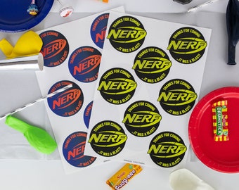 Nerf Party label pack, Nerf Party Stickers, Nerf Party Labels, Nerf Birthday Party, Nerf Party Bag Labels