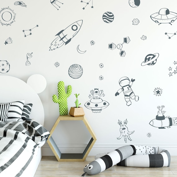 Space Doodles Wall Sticker Pack Grey Stickers - Can You Put Stickers On Walls Space Doodles Wall Sticker Pack Grey Stickers - Can You Put Stickers On Walls