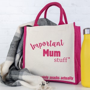 Important mum Shopping Bag (pink) mothers day gift for mum by Stickerscape