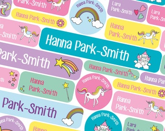 Unicorn Name Labels, School name tags, School name labels, Unicorn name stickers, Unicorn label