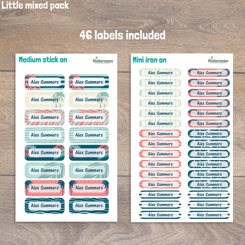 Personalised Tropical Surf Name Labels School Name Tags Etsy