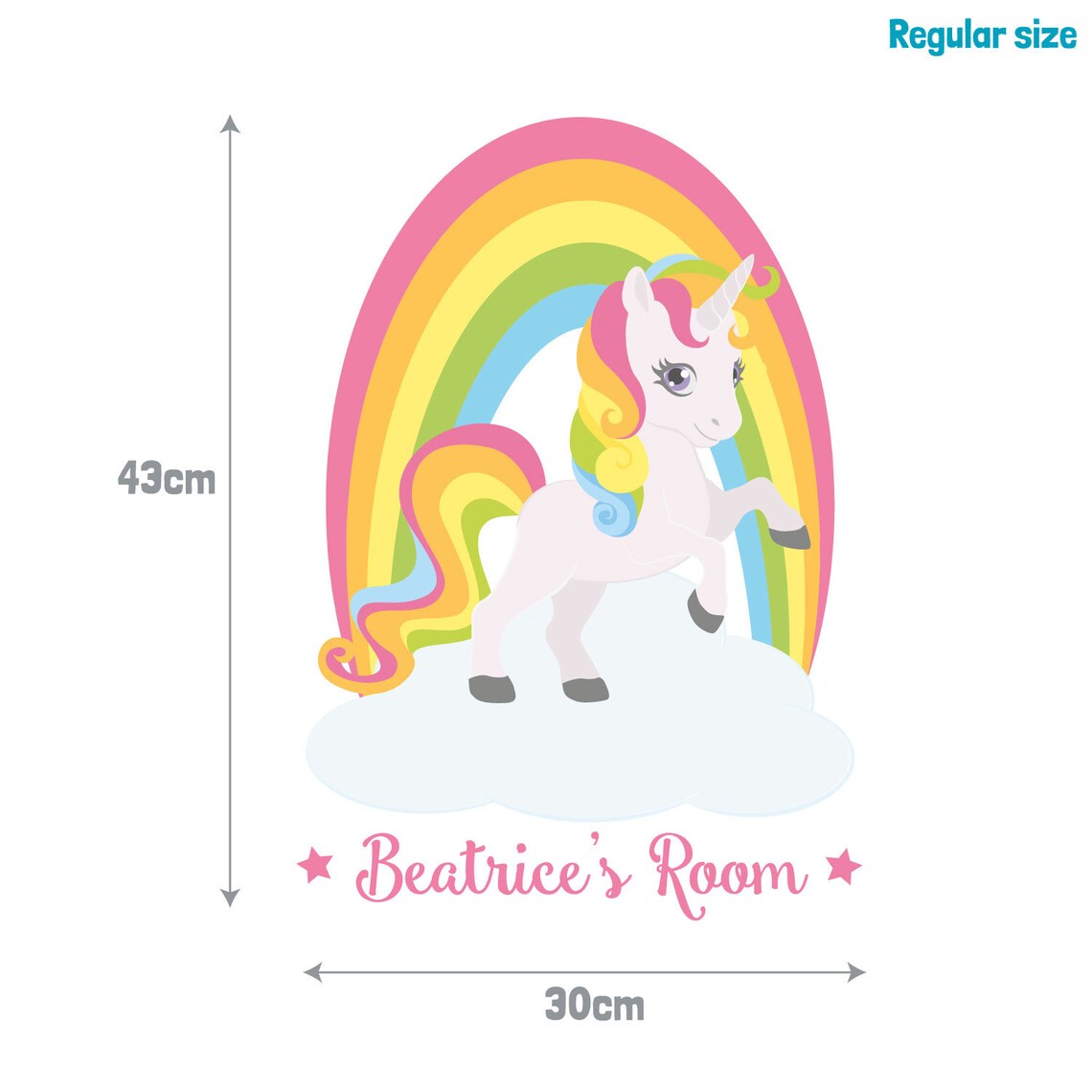 Personalised Rainbow Unicorn Wall Sticker Unicorn Wall Decal Etsy