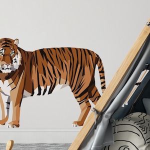 Geometric Tiger wall sticker, Jungle wall stickers, Safari wall stickers, Jungle room decor, Tiger wall sticker, Tiger theme room