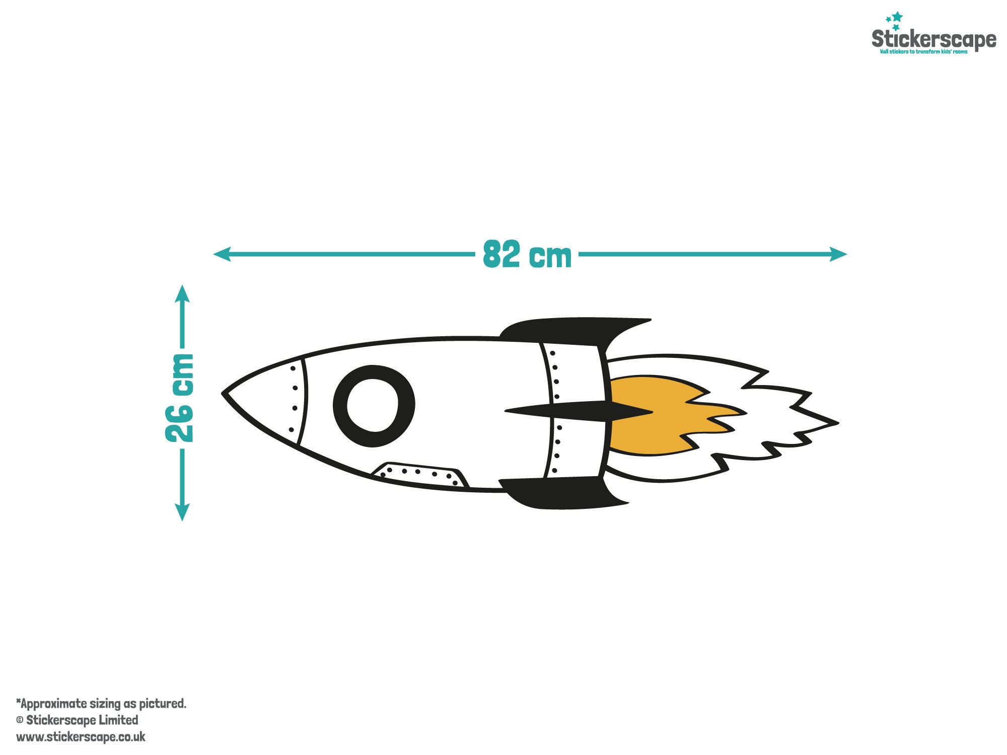 Rocket and Stars Wall Sticker Pack, Space Wall Stickers, Rocket Wall ...