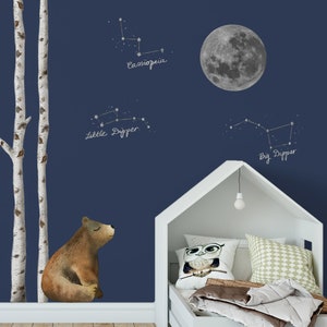 Woodland Night Sky wall sticker pack, Forest wall decal, Bear wall sticker, Woodland bear wall sticker