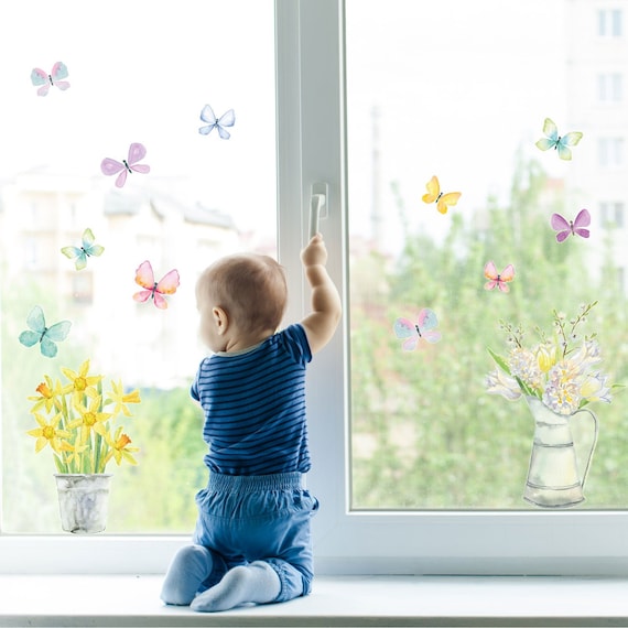 Confezione di adesivi per finestre con fiori di primavera, adesivi