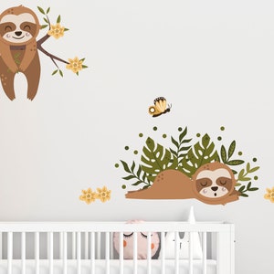 Sloth friends wall sticker, Jungle wall stickers, Safari wall stickers, Sloth wall decal, Sloth themed room