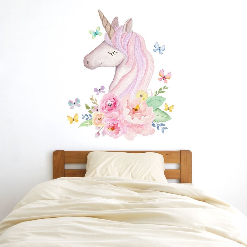 Watercolour Unicorn Head Wall Sticker Unicorn Wall Stickers Etsy Ireland