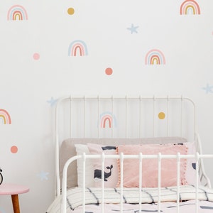 Pegatinas de pared de arco iris y estrellas, calcomanía de pared de arco iris, decoración de la habitación del arco iris, decoración de la habitación Boho, pegatina de pared del arco iris imagen 4