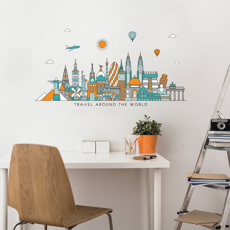 Travel the World Wall Sticker Travel Wall Decal Etsy