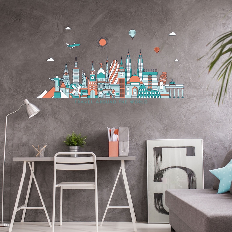 Travel the World Wall Sticker Travel Wall Decal Etsy