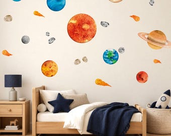 Solar System Wall Stickers – Space Wall Stickers for Kids, Planet Wall Decals, Outer Space Stickers for Bedroom, Nursery & Playroom Decor