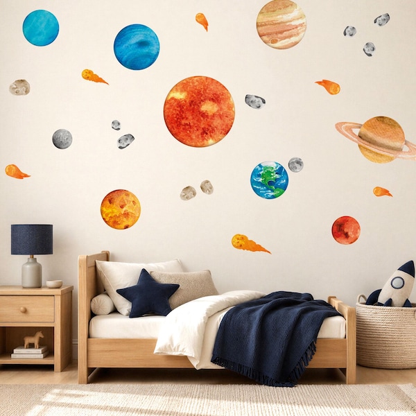 Solar System Wall Stickers – Space Wall Stickers for Kids, Planet Wall Decals, Outer Space Stickers for Bedroom, Nursery & Playroom Decor