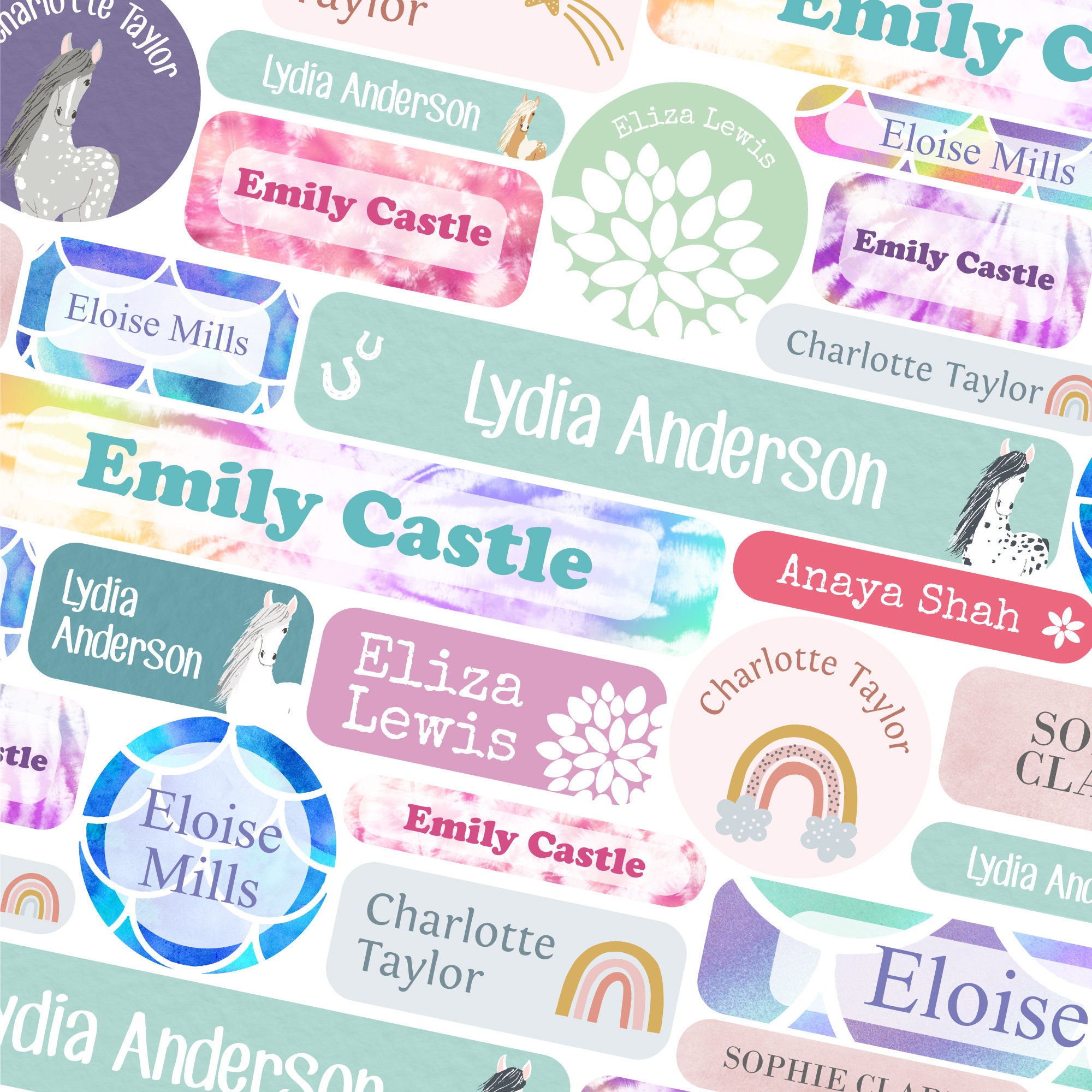 15 Round iron-on Kids Name Labels for Daycare Clothes