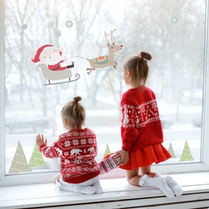 Santa&#39;s Sleigh window sticker, Christmas window stickers, Santa window sticker, Christmas window decoration