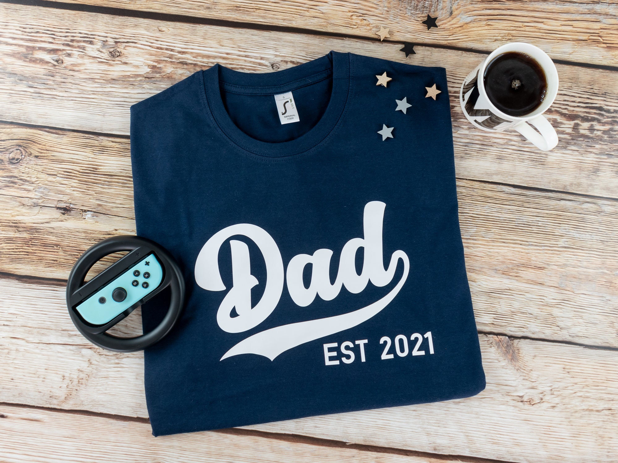 Personalised Dad Est Men’s T Shirt, Father’s Day Gift, Birthday New Dad Gift