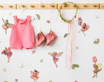 Pink Flower Fairies Wall Stickers Wall Decor Children Room Nursery Fairy Wall Decal