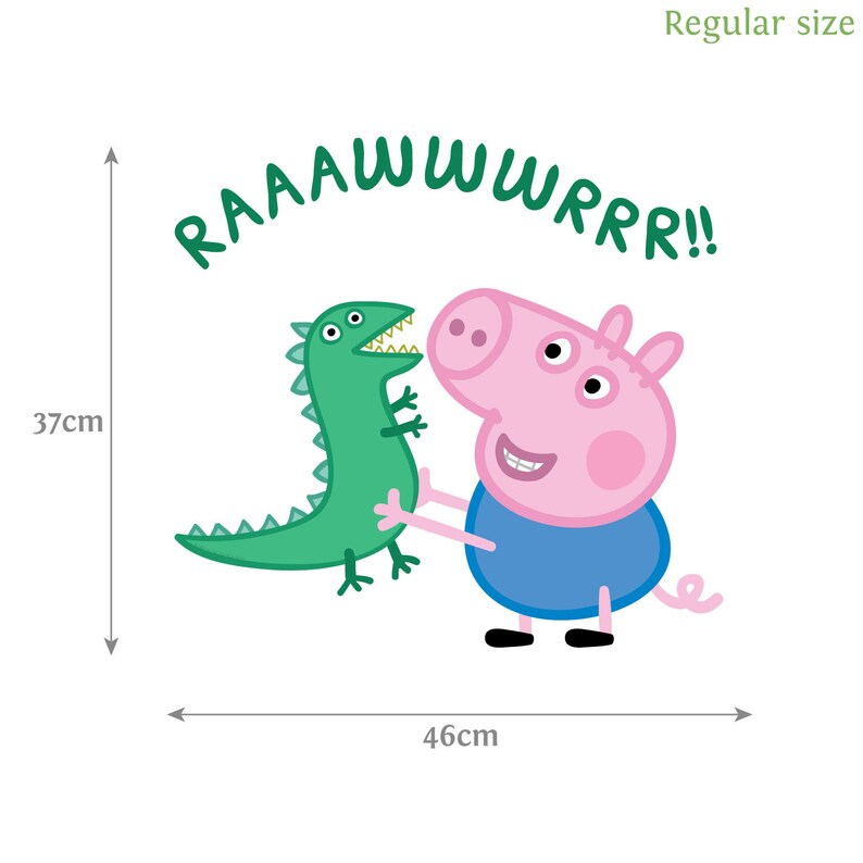 Peppa Pig George With Dinosaur Wall Sticker Peppa Pig Wall | Etsy