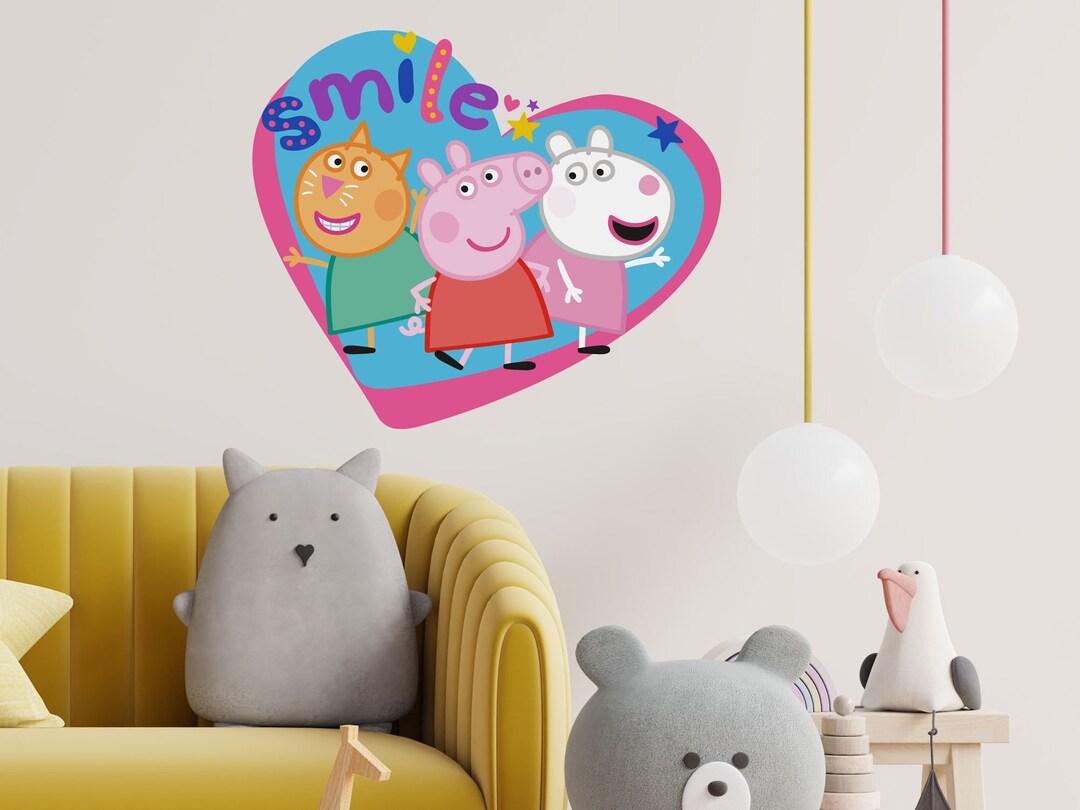 Peppa Pig and Friends Smile Wall Sticker, Peppa Pig Wall Decals, Peppa